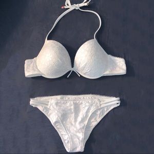 SOLD. VS white lace bikini